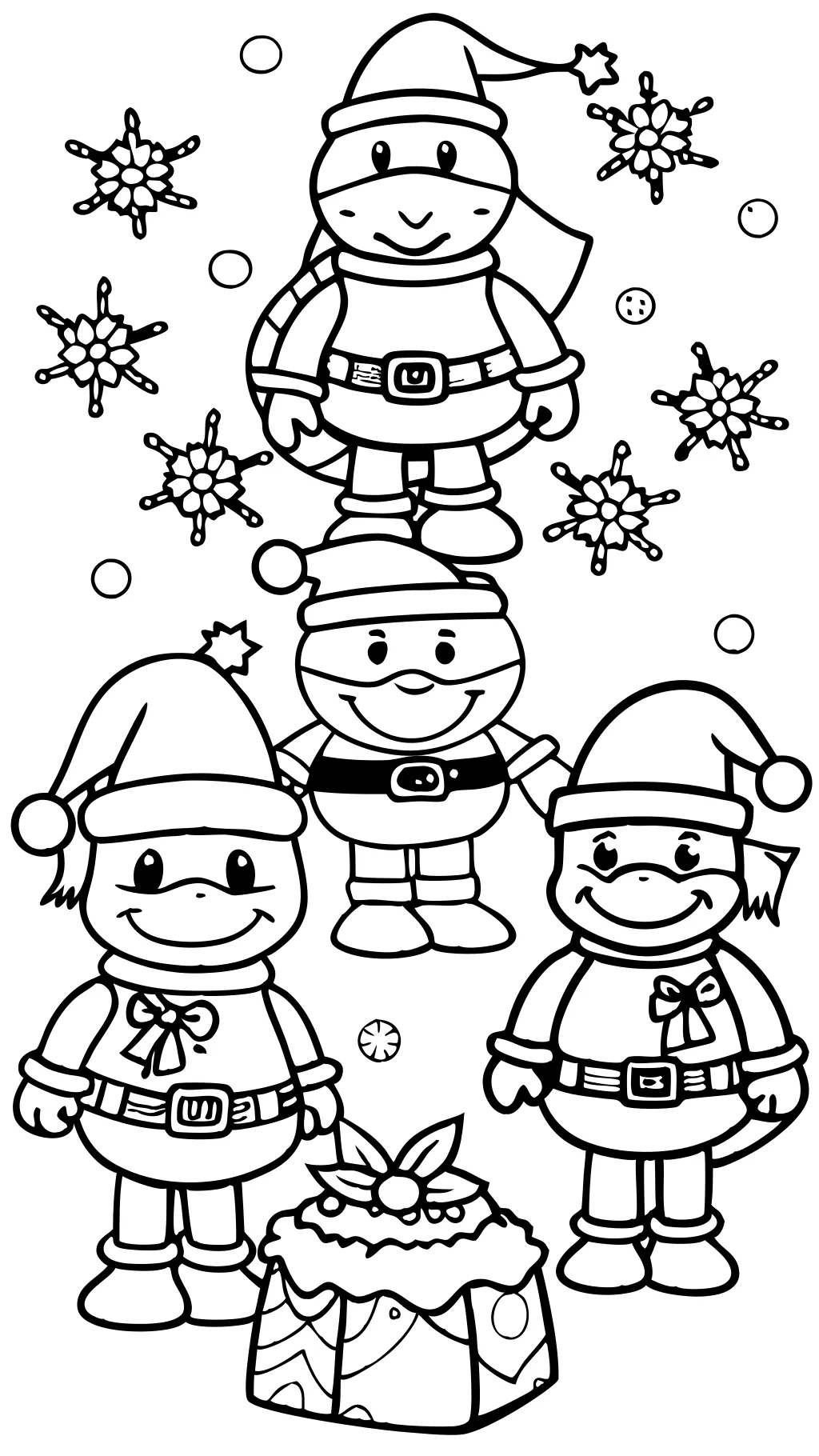 Páginas para colorear de las tortugas ninja de Navidad